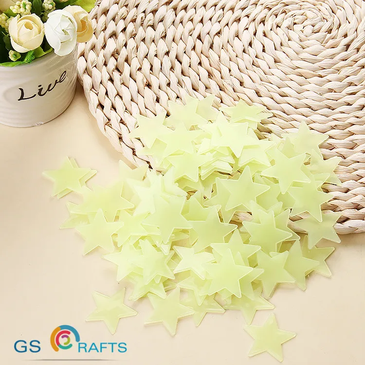 100pcs Stars Glow In Dark Luminous Fluorescent Plastic Wall Sticker Home Decor Decal Wallpaper Decorative Special Festival | Дом и сад