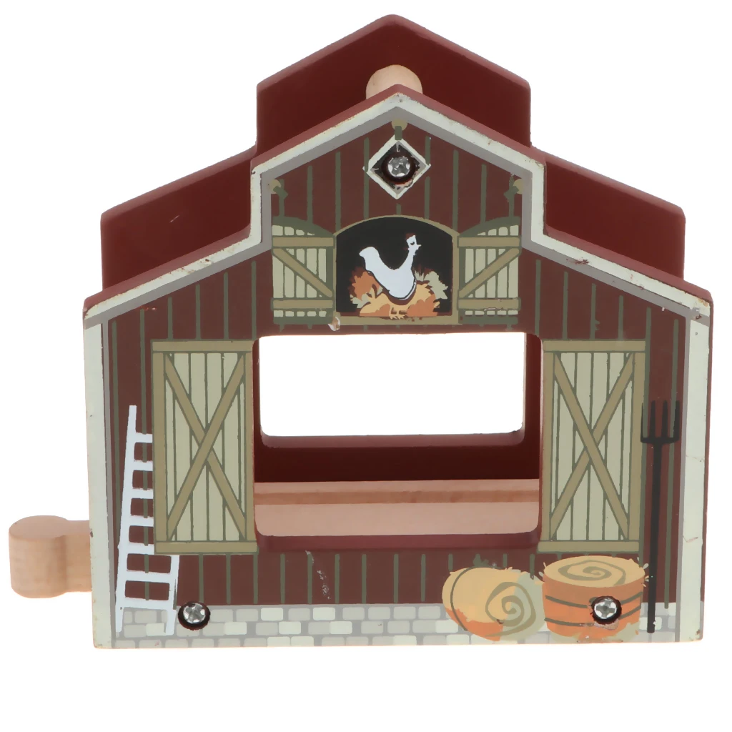 Chicken House Деревянный поезд трек аксессуары набор железнодорожная станция/Viaduct/Дом сборки строительные игрушки для детей малышей - Цвет: Chicken House