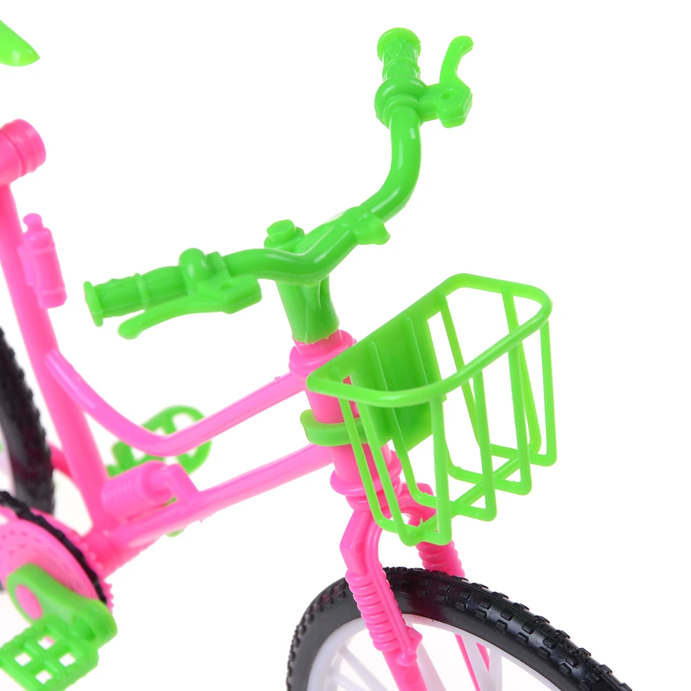 1 шт. велосипед игрушка пластик зеленый + розовый съемный с корзиной для куклы