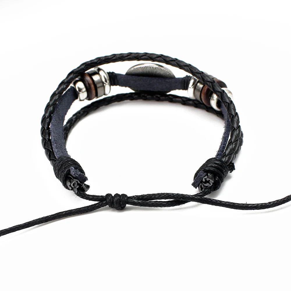 Мужской винтажный плетеный кожаный браслет 12 знаков зодиака | Украшения и