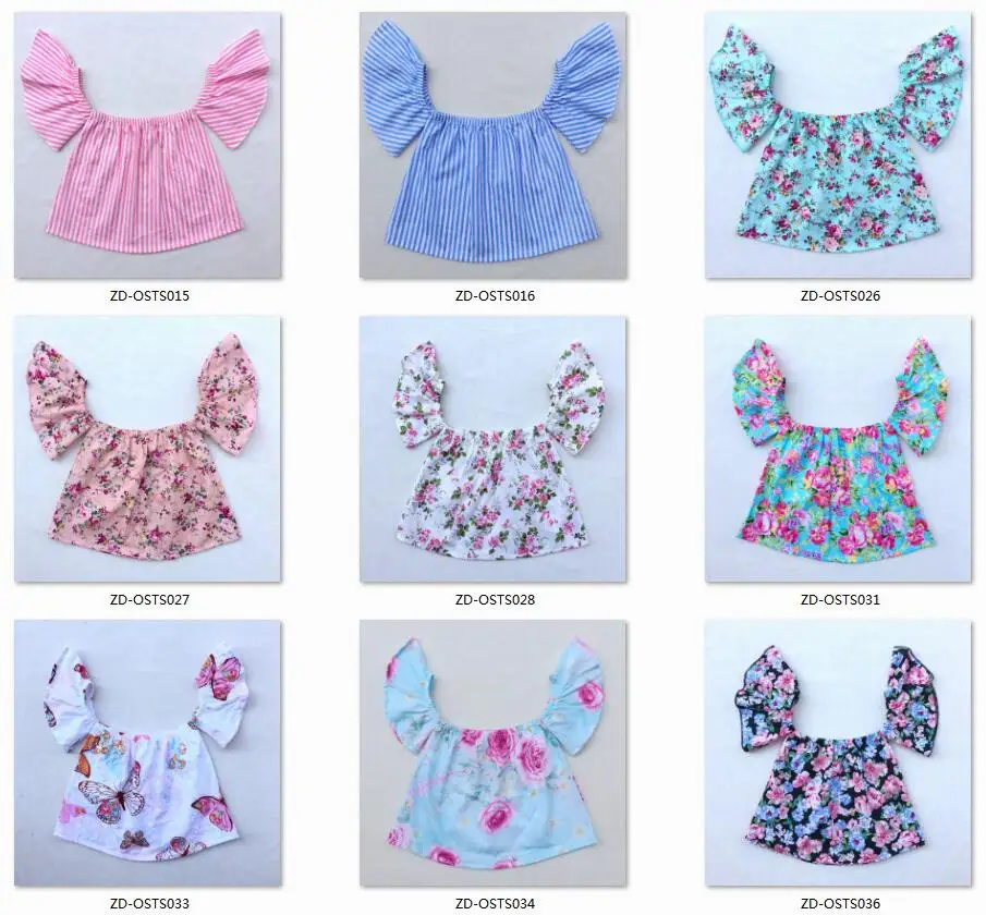 Летний детский милый цветочный топ с открытыми плечами и рукавами крылышками