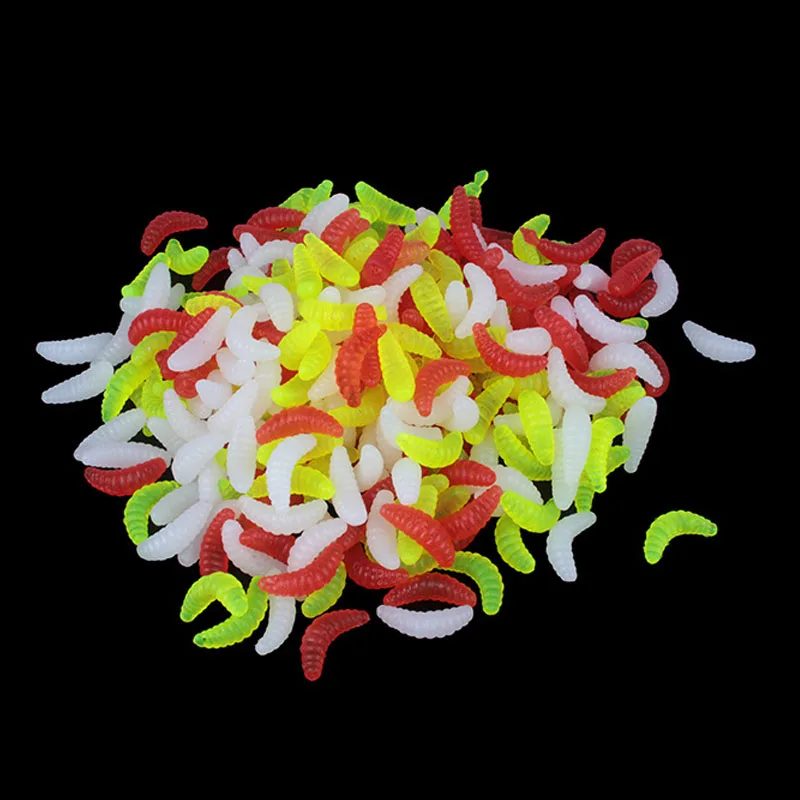 

50PCS 2.2cm Maggot Grub Soft Lure Baits Worms Glow Shrimps Fishing Lures WHShopping