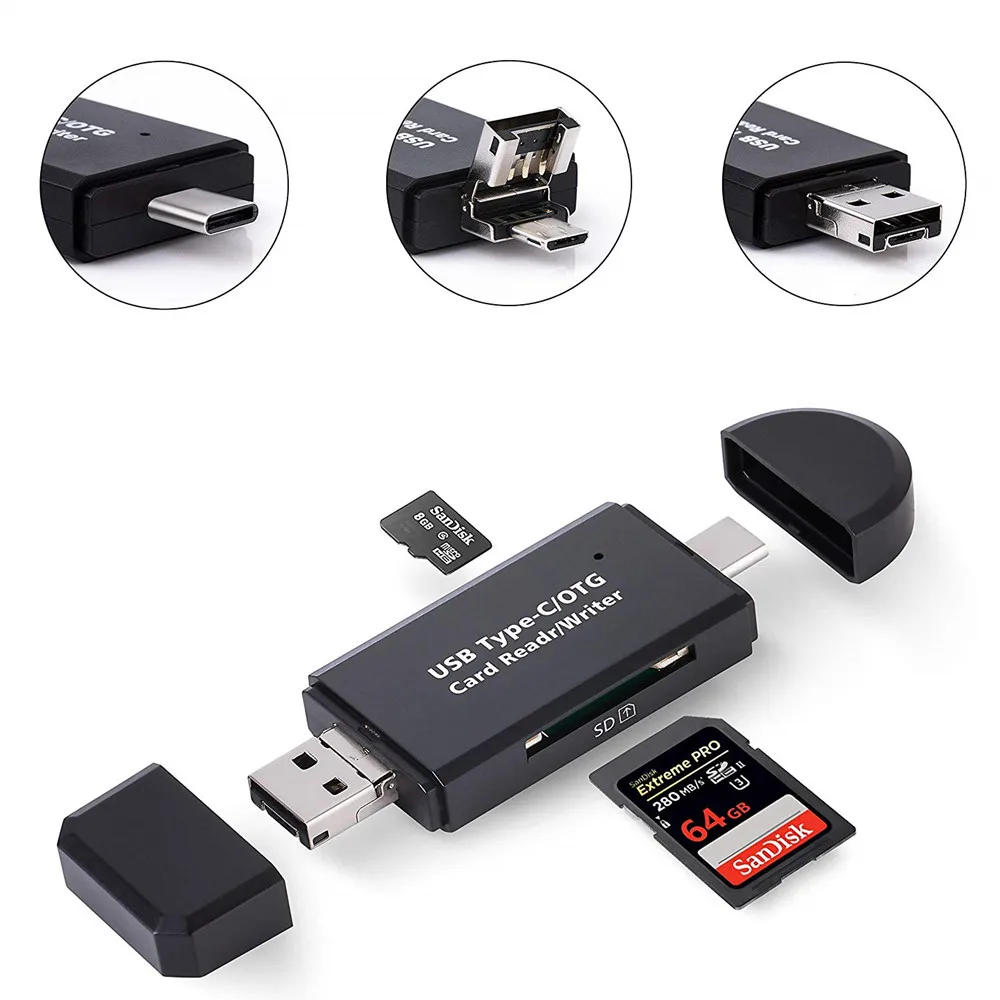 3 в 1 Micro USB к Type C OTG адаптер для карт памяти 2 0 SDXC SDHC SD SDHC|Картридеры| |