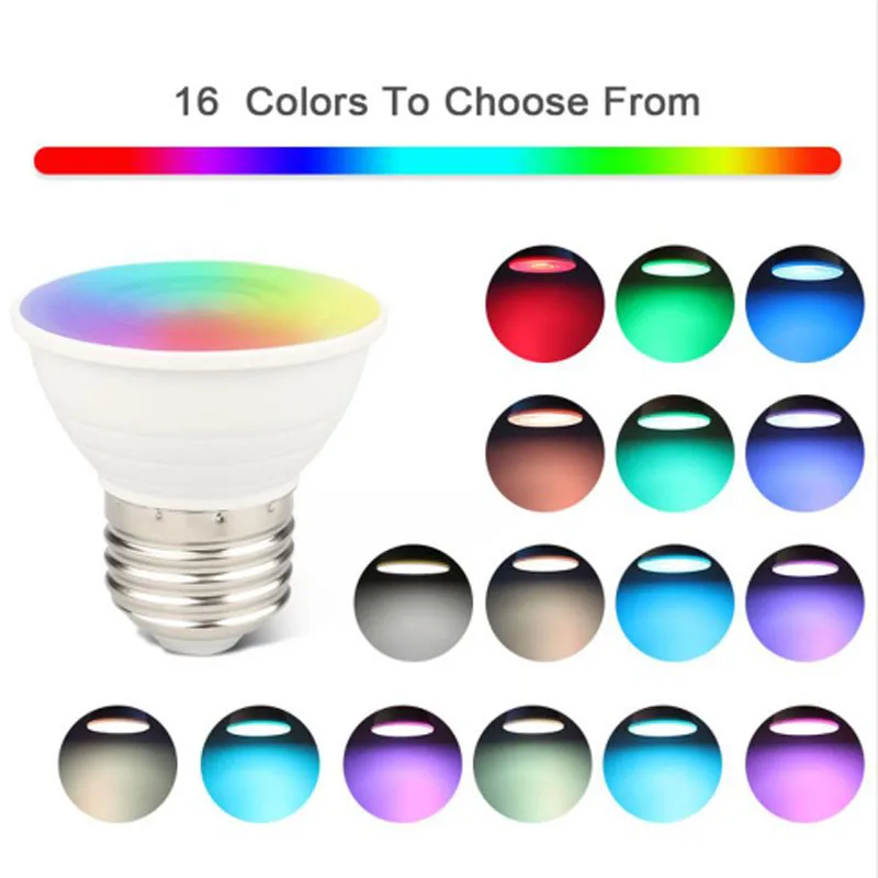 Инфракрасный пульт дистанционного управления 16 цветов E27 GU10 LED RGB лампа AC110V 220V 5W RGBw