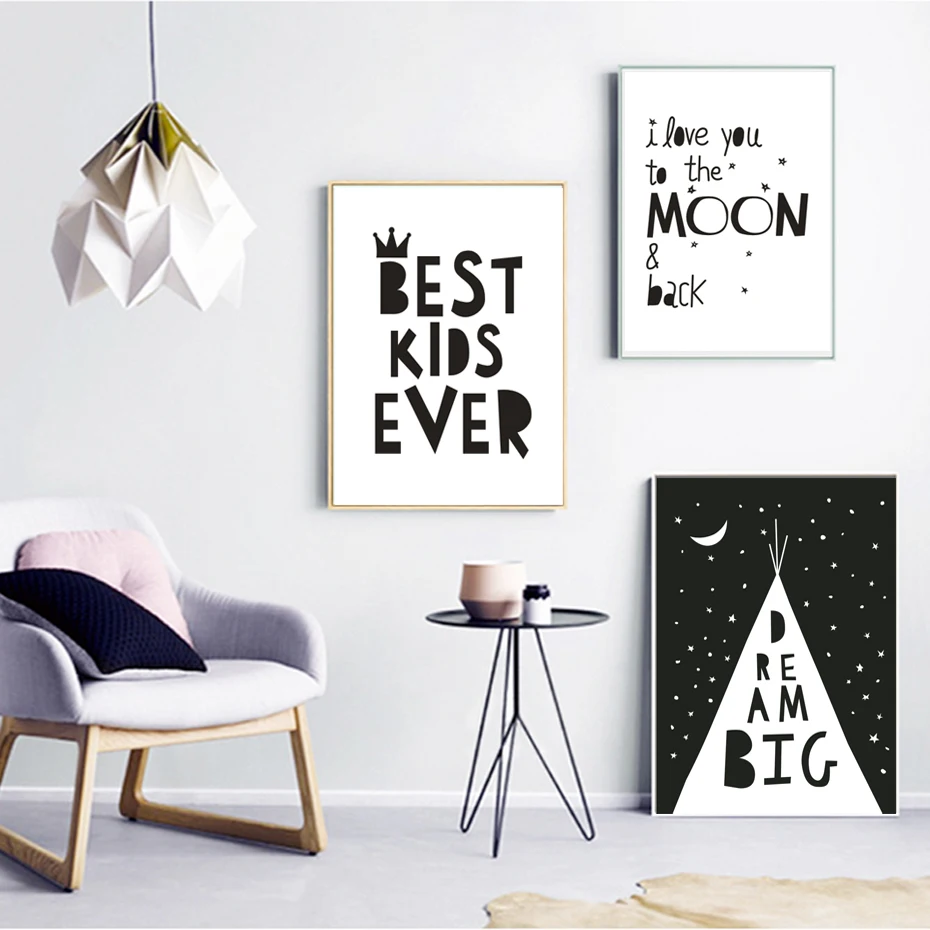 Картина на холсте большой мечты черно-белая Минималистичная Скандинавская