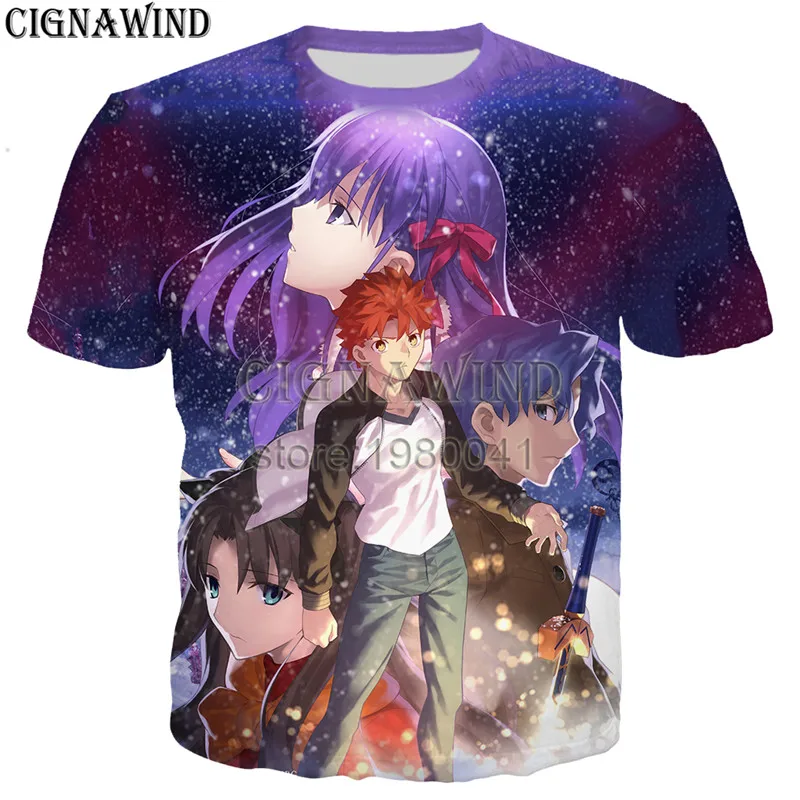 Новое поступление популярная аниме Fate Stay Night футболка для мужчин и женщин с 3D