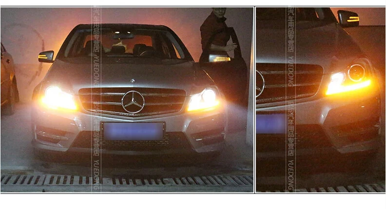 KOWELL автомобильный Стайлинг для Benz W204 фары 2011-2013 C180 C200 C260 светодиодные фары drl H7 hid Биксеноновые линзы ближнего света