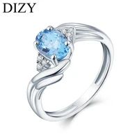 dizy natural oval cut blue topaz solid 925 sterling silver gemstone ring for women romantic gift wedding engagement jewelry