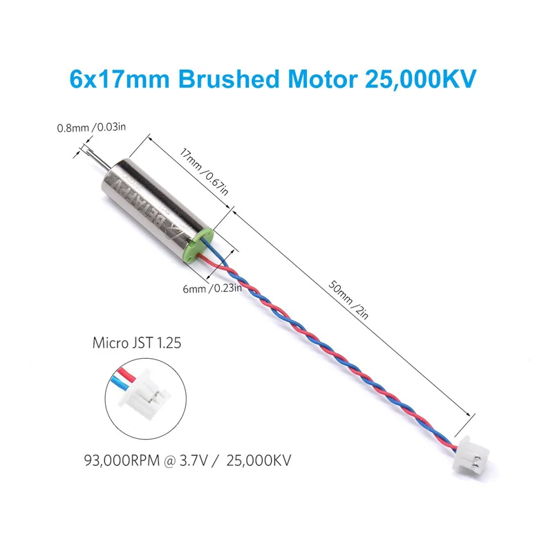 BETAFPV 4 шт. 6x17 мм Двигатель 25000KV щеткой моторы 2CW 2CCW для микро FPV крошечный Whoop Beta65 лезвие индуктивности нано QX Квадрокоптер и т. Д