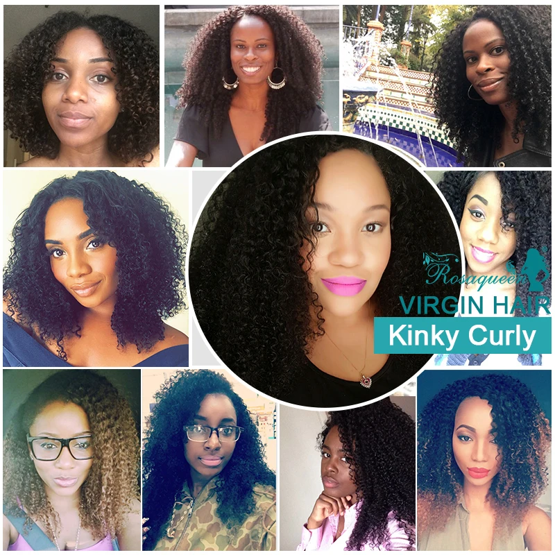 2 Pcs 8inches 3B 3C Kinky Curly Human Hair Weave Bundles Brazilian Virgin Natural Weaves Rosa Queen Products |
