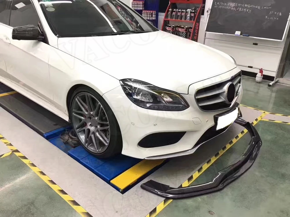 Передний спойлер из углеродного волокна для Mercedes Benz E Class E260 E300 E400 Sport Sedan 4 двери FRP защита Бампера