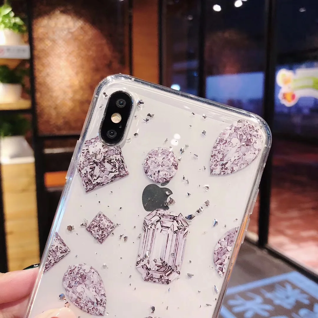 Diamond Jewelry Pattern Glitter Sparkle Gold Foil Case Cover For iPhone 6 6s 7 8 Plus 10 X XS XR Max Soft Silicone TPU Cases |