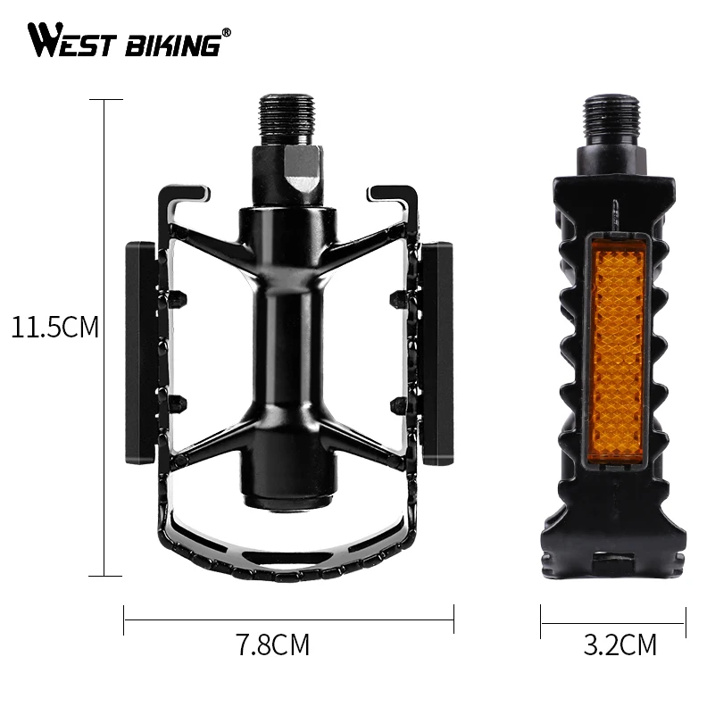 Велосипедные педали WEST BIKING на платформе Нескользящие из алюминиевого сплава