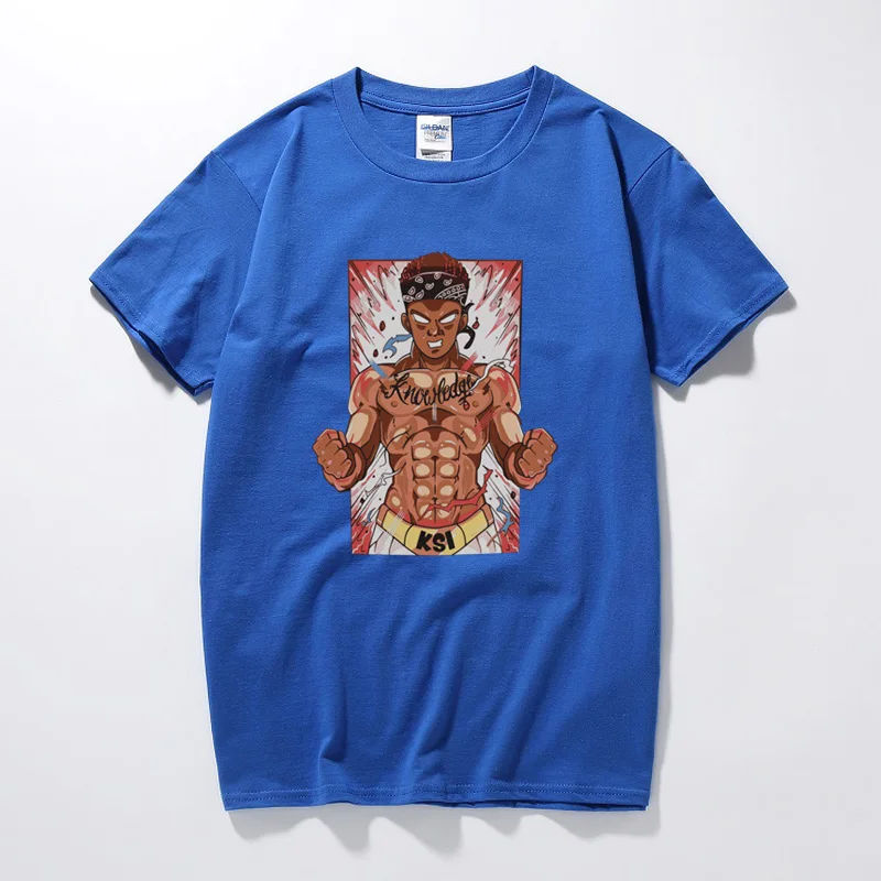 Ksi Goku God t Shirt You Tube Fight Night Logan Пол рубашка крутая Мужская футболка уличная Модная хлопковая футболка Homme - Цвет: Синий