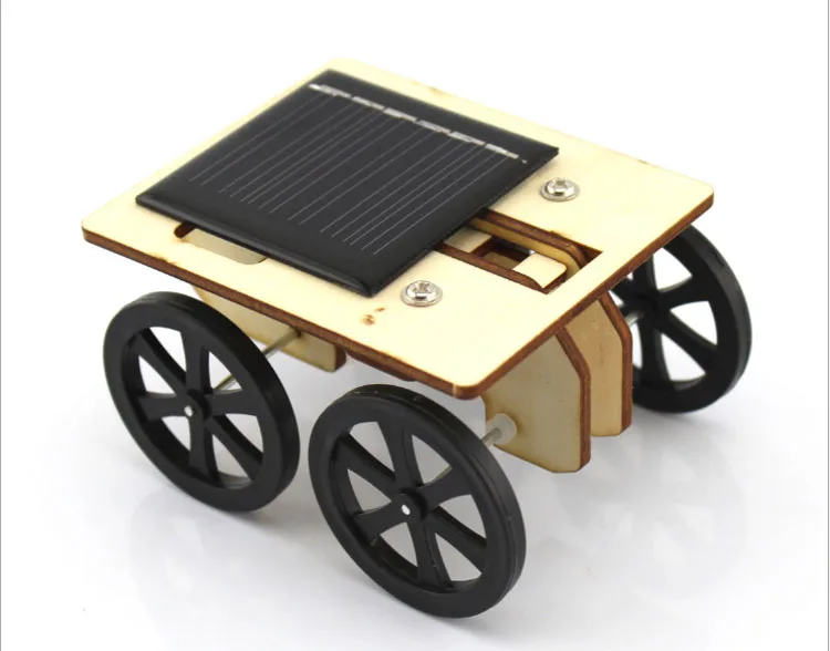 Солнечные Модель автомобиля Дерево Мини DIY Технология Малый Игрушечные лошадки
