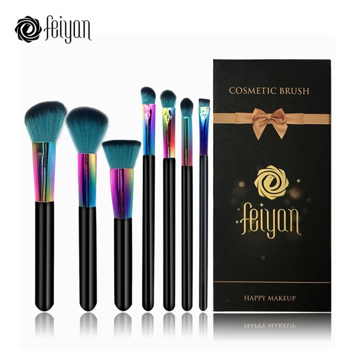 Brushes with Box FEIYAN 7 шт. rainfbrow Pro Макияж Синтетические Щетки Набор С подарочной коробкой тени Пудра основа Румяна бровей косметический набор кистей - Handle Color: Brushes with Box