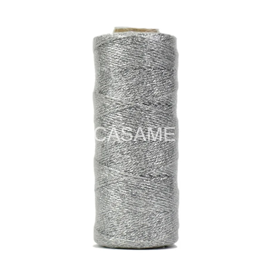 Бейкер шпагат в полоску 110yard12ply полосатый DIY металлик Золотой Серебряный твист веревка Бейкер шпагат Ремесло Подарочная упаковка катушки - Цвет: all silver