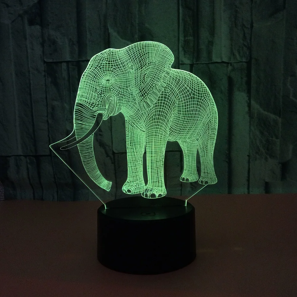 Новый Слон 3d лампа акриловый визуальный Usb маленький Ночной светильник