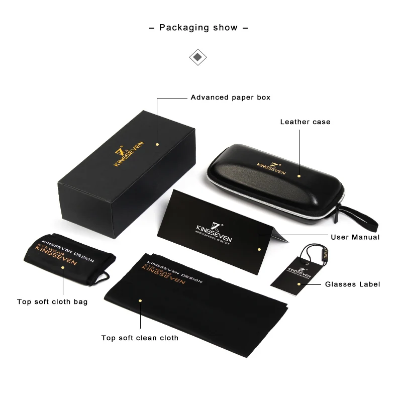 Солнцезащитные очки KINGSEVEN Классические модные поляризационные черные мужские