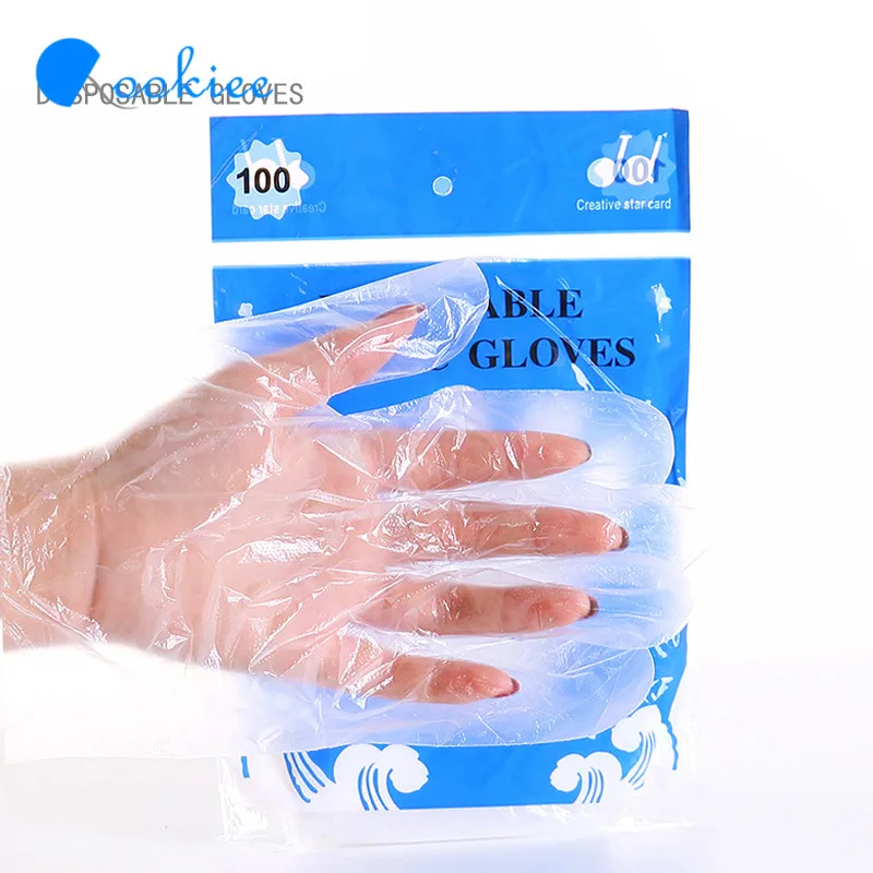 Qookiee 100 шт./компл. одноразовые перчатки Пластик для Еда/уборка/Пособия по