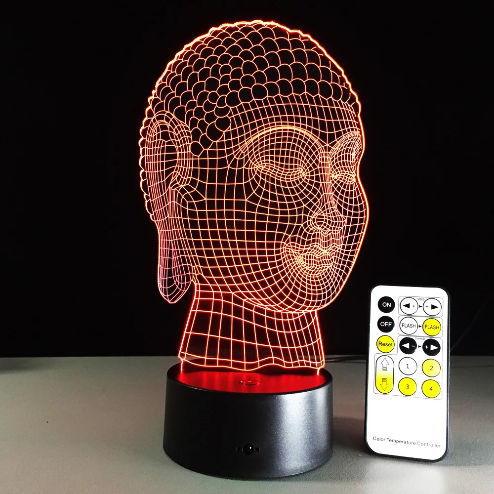 Будда акриловый ночной Светильник 3D USB сенсорный переключатель пульт