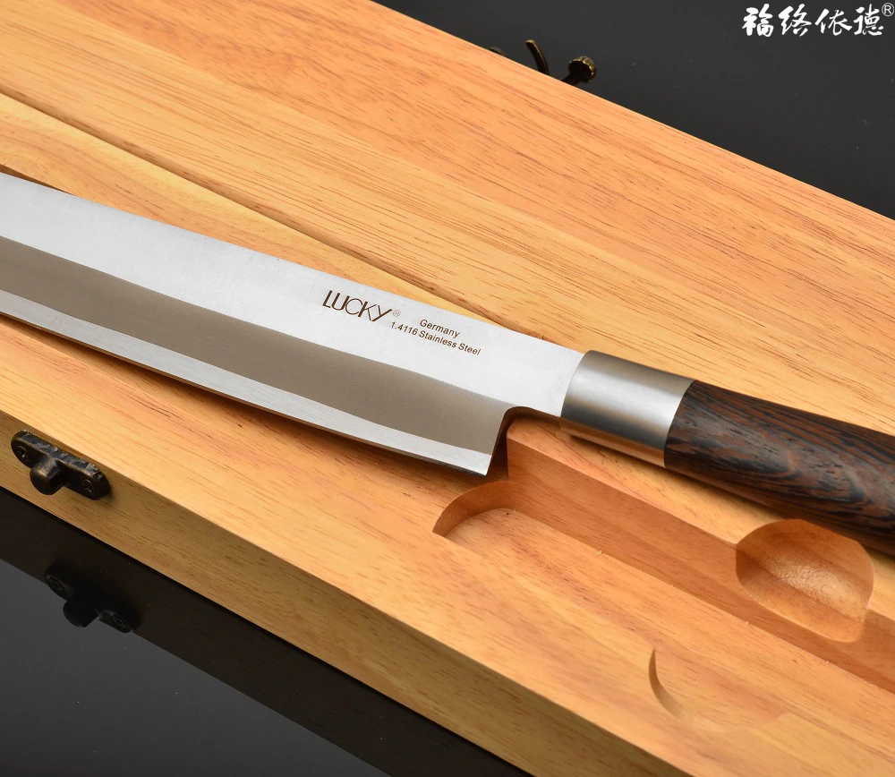 Нож для суши с левой ручкой 12 дюймов из немецкой стали 1 4116 Ультра Острый японский