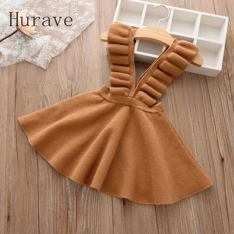 Hurave/осень 2019 г. платье для девочек Одежда вязаный свитер robe fille красивая одежда