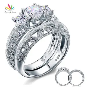 Набор свадебных колец в винтажном викторианском стиле, 2 шт., 1 карат, серебро 925 пробы, CFR8100