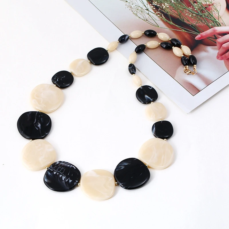 New Maxi Statement Long Beads Necklaces Collier Fashion Acrylic Geometric Pendant Collar Necklace for Women | Украшения и