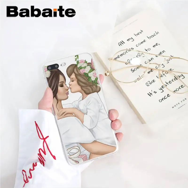 Babaite Модный черный чехол для телефона из ТПУ для мамы и дочки iPhone X XS MAX 6 6s 7 7plus 8 8Plus 5 5S SE XR 11 11pro 11promax