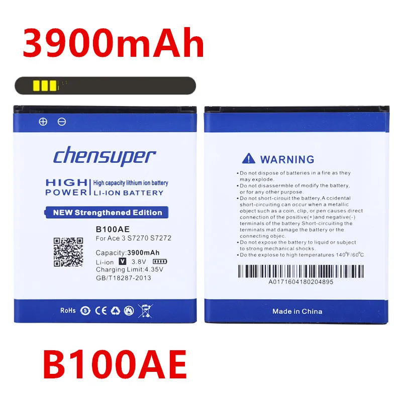 

Аккумулятор chensuper 3900 мАч B100AE для Samsung Galaxy Ace 3 S7270 S7272 S7898 S7562C S7568i i699i s7262