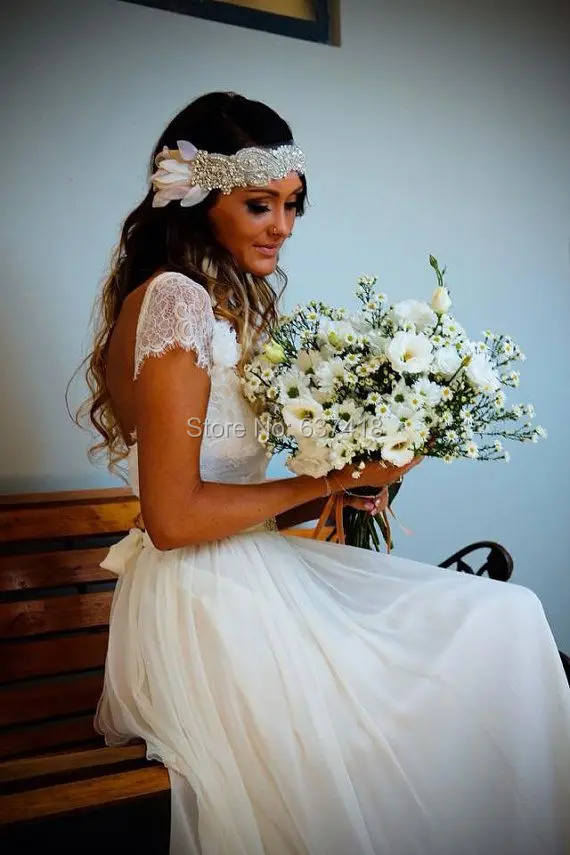 Новое поступление элегантное простое белое свадебное платье Пляжное летнее с