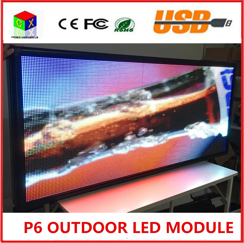 P6 открытый RGB полноцветный светодиодный дисплей Размер 25x55 дюймов рекламный
