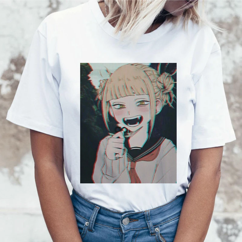 Ahegao, мультяшная футболка, женская, Harajuku, Boku, No Hero Academy, аниме, футболка, Senpai, забавная футболка, хентай, химико Тога, женские футболки - Цвет: 3911