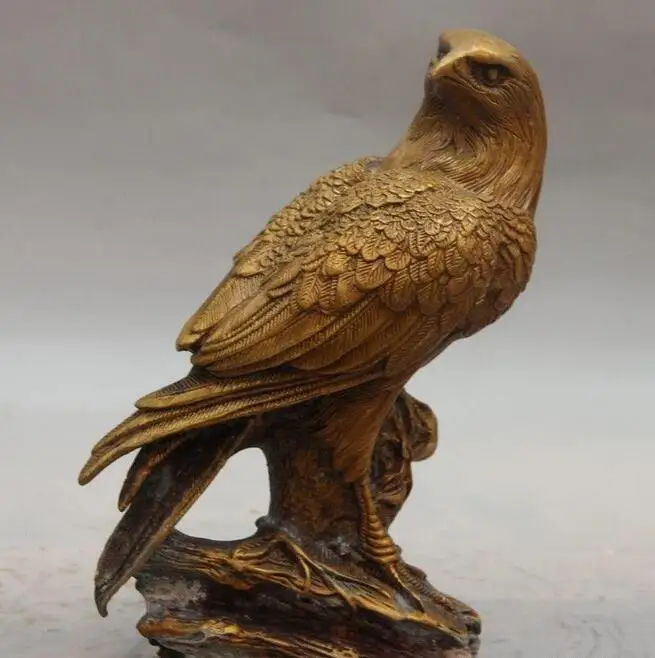 Китайская фольклорная бронзовая медная резная статуя птицы счастливого орла