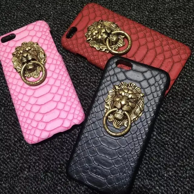 Кожаный чехол для iPhone 5 5S 6 S Plus с металлической пряжкой и изображением Льва |