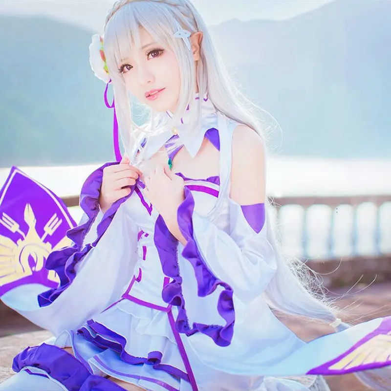 

Re Zero Kara Hajimeru Isekai Seikatsu Emilia Cosplay Costume Adullt Women Costume Cosplay