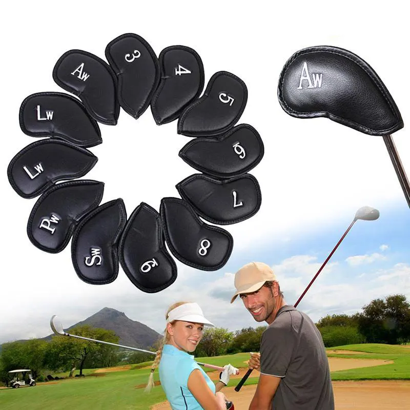 

12pcs Golf Rod Head Covers Set Bag Covers Protector Golf Head Cover Accessories PU Leather Club Heads Handle Rod Headgear Wrap