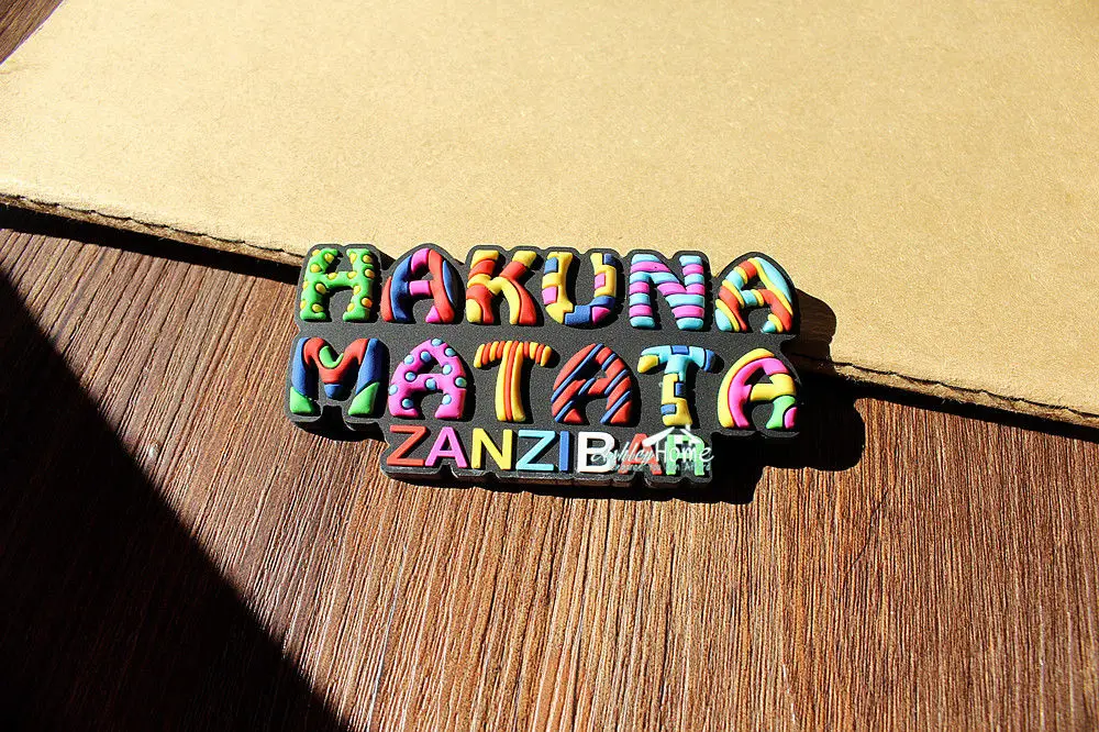 

Туристический сувенир Hakuna Matata, Занзибар, Танзания, Африка, 3D резиновый магнит на холодильник