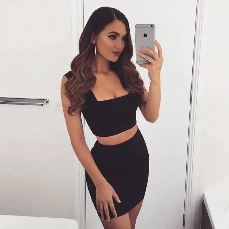 3 Colors Wholesale Sexy Strap 2 Piece Bandage Dress 2018 Knitted Elegant Designer Party | Женская одежда