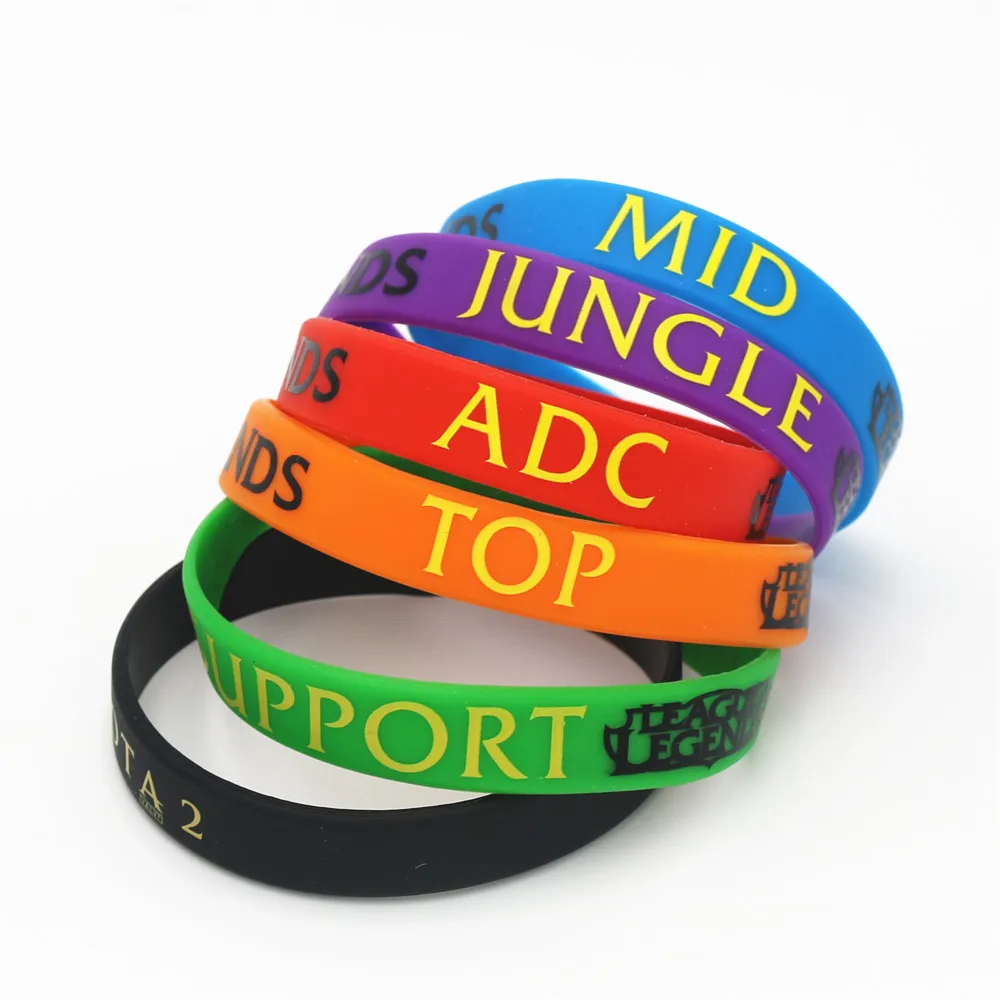 12 шт./лот Ganme Браслет спортивный браслет силиконовые буквы с ADC JUNGLE MID SUPPORT DOTA 2