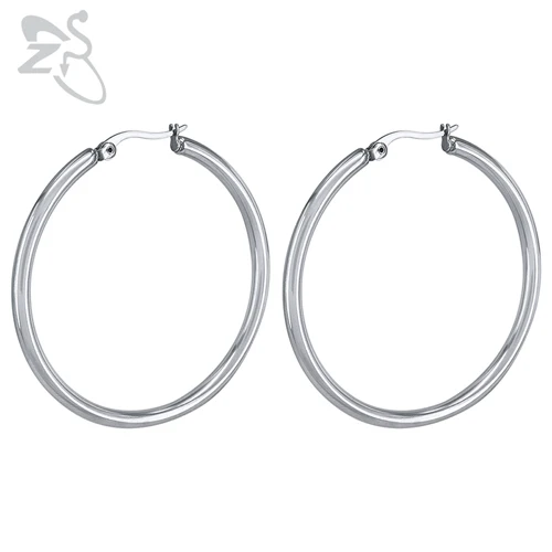 Style 1 Silver ZS 12-80 мм, трендовые Большие женские серьги-кольца, ювелирные изделия из нержавеющей стали, 1 пара, золотые кольца, большие круглые серьги, креольские серьги, Букле д 'ореиль - Окраска металла: Style 1 Silver