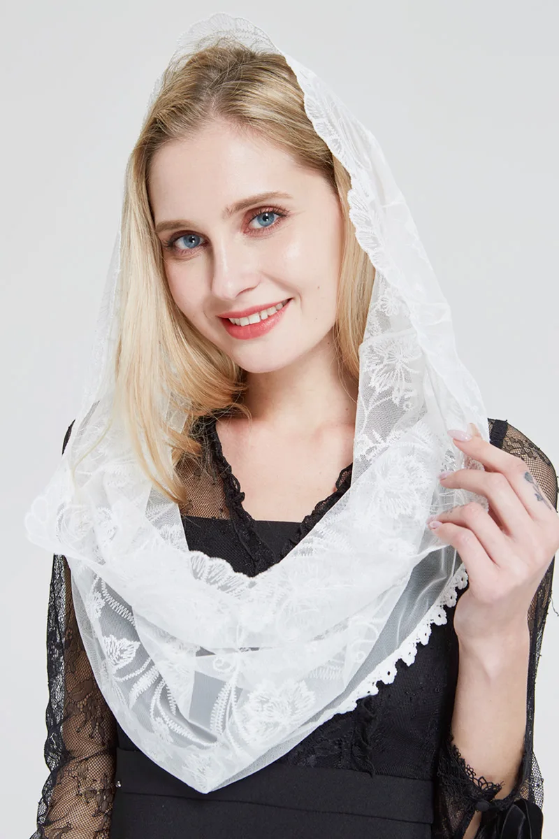 Leo anvi белой часовне Church Veil кружевной шарф католический Мантилья со знаком бесконечности Мантилья свадебная фата головной убор Латинской массового вуаль Dentelle