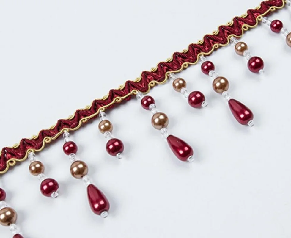 

12Meter Pearl Bead Tassel Pendant Hanging Lace Trim Ribbon For Window Curtains Wedding Party Decorate Sewing DIY