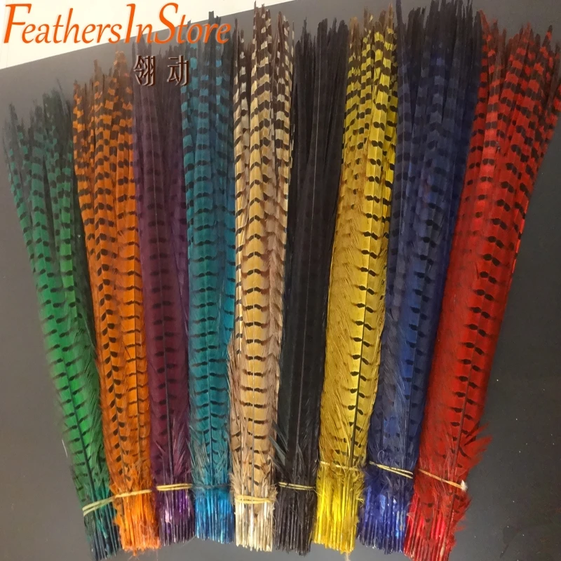 

200 pcs 20-22inch Natural purple black orange green yellow pink royal blue turquoise Ringneck Pheasant Feather