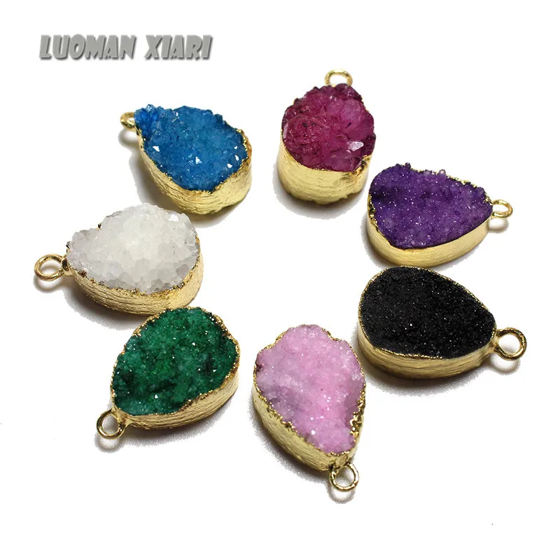 Оптовая продажа естественная Друза Кристальный камень кулон крашеный цвет
