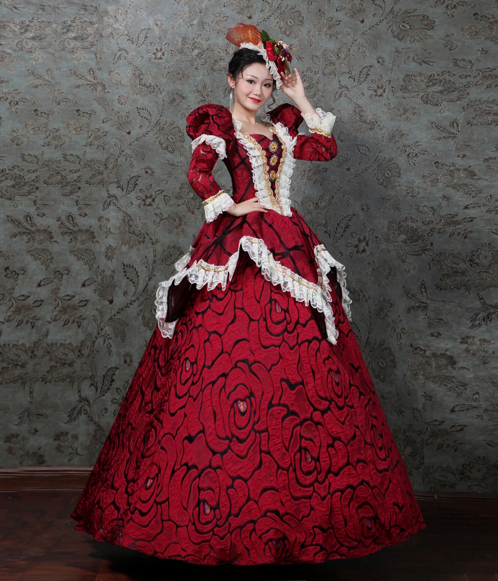 Красный Rococo платье Мария Антуанетта принтом Цветочное без рукавов в стиле