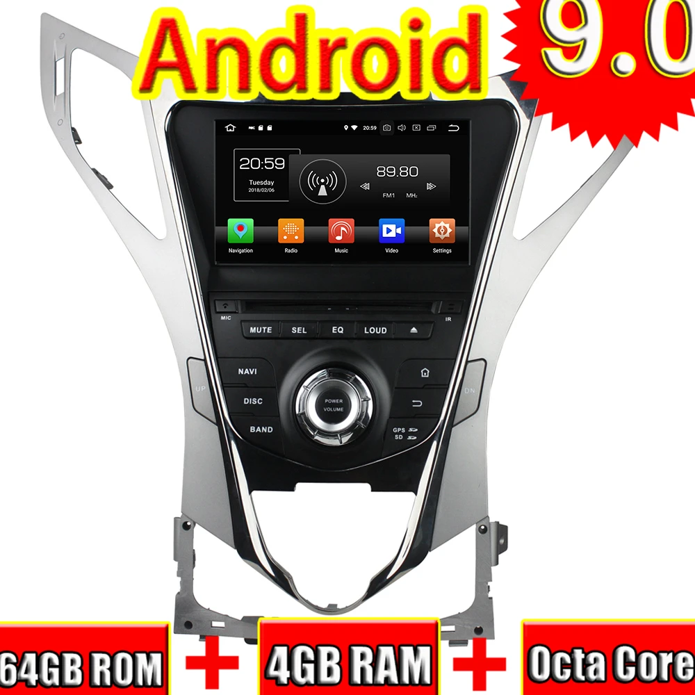 Автомобильный мультимедийный DVD плеер Topnavi 8 дюймов Android 9 0 для Hyundai AZERA greathg I55 2011 2012