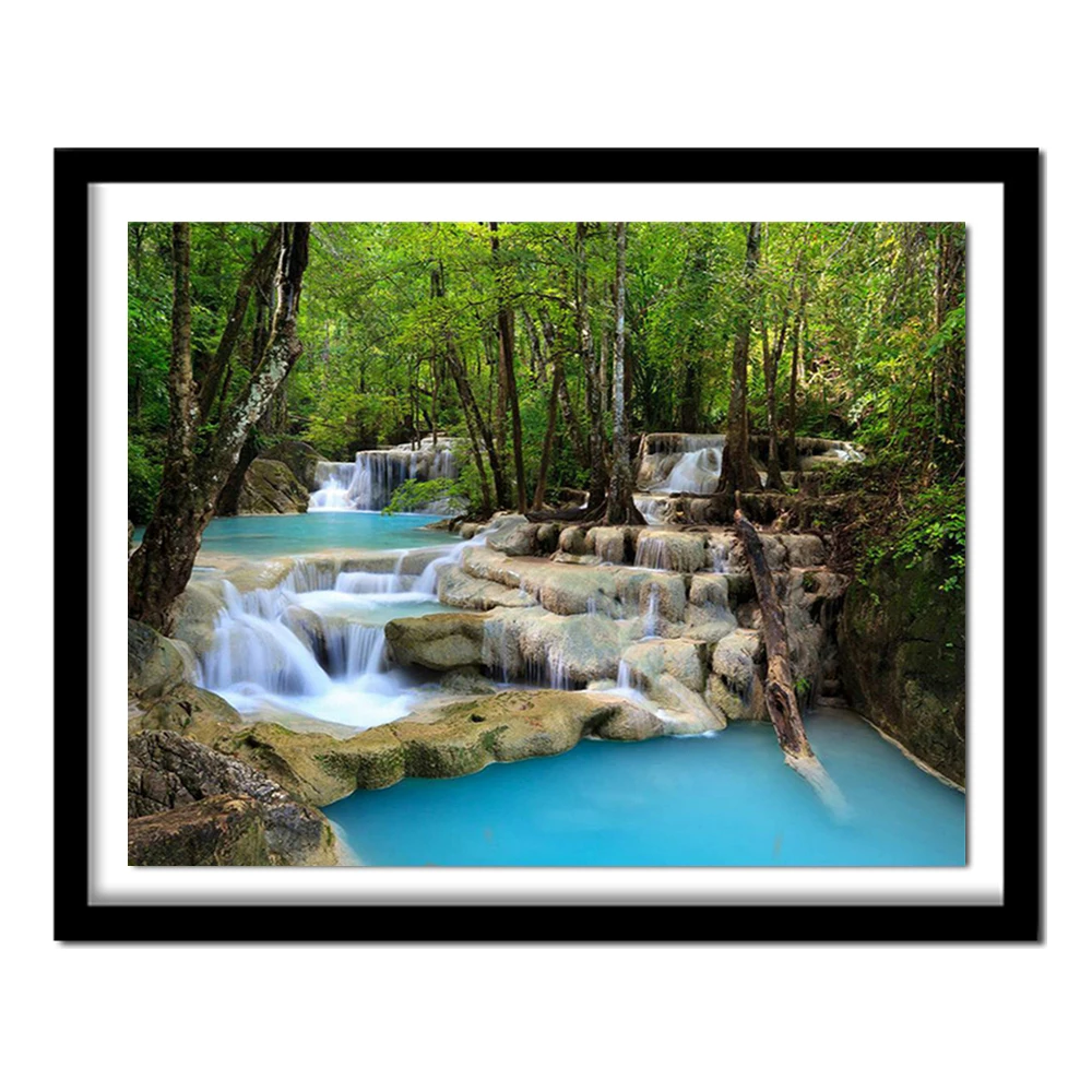 Diy алмазная живопись Набор для вышивки крестом лесной водопад Алмазная вышивка 3d