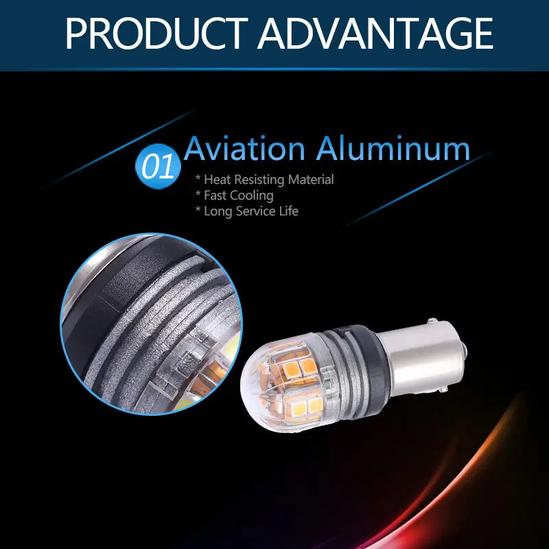 Светодиодный сигнальный фонарь для автомобиля S25 BA15S 1156 7506 P21W SMD Желтый 3000K 12V-24V